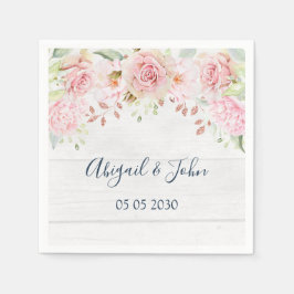 Guardanapo De Papel Rustic Pink Floral Spring Wedding Napkin