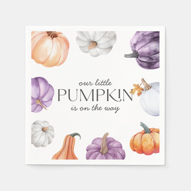 Guardanapo De Papel Rustic Purple Orange White Pumpkin Baby Shower (Frente)