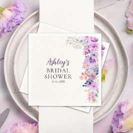 Guardanapo De Papel Rustic Purple Wildflowers Bridal Shower