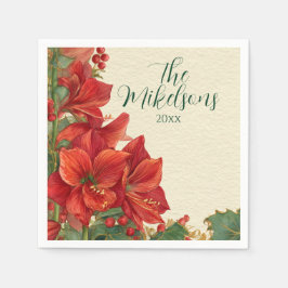 Guardanapo De Papel Rustic Red Amaryllis Natal