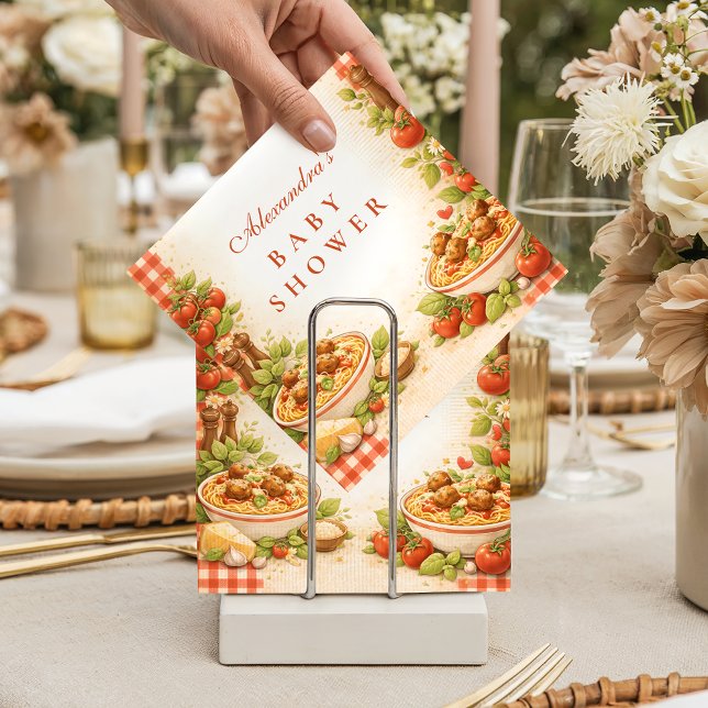 Guardanapo De Papel Rustic Red Gingham Little Meatball Baby Shower (Criador carregado)