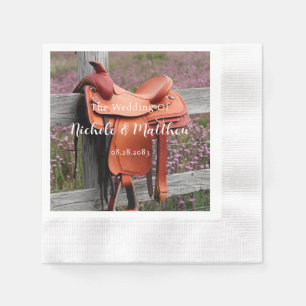 Guardanapo De Papel Rustic Romance: Saddle sobre o Casamento da Cerca