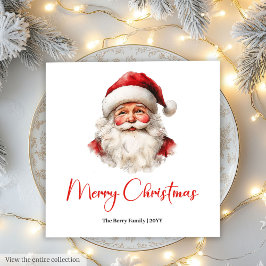 Guardanapo De Papel Rustic Santa Claus Traditional Red Green Dinner