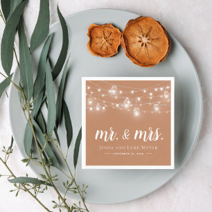 Guardanapo De Papel Rustic String Luz Sr. e Sra. Wedding Monograma