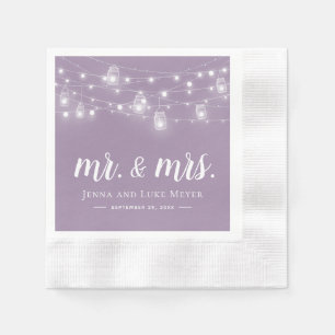 Guardanapo De Papel Rustic String Luz Sr. e Sra. Wedding Monograma