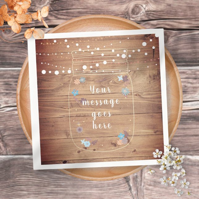 Guardanapo De Papel Rustic String Luzes Mason Jar Peronalizadas (Criador carregado)