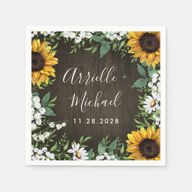 Guardanapo De Papel Rustic Sunflower Country Daisy Wedkins (Frente)