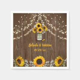 Guardanapo De Papel Rustic Sunflower e Mason Jar Wedding