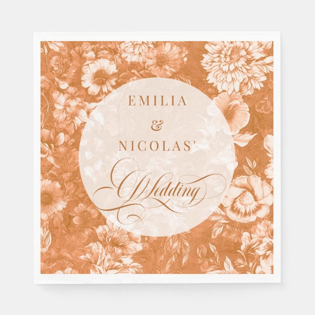 Guardanapo De Papel Rustic Terracotta Floral Wedding (Frente)