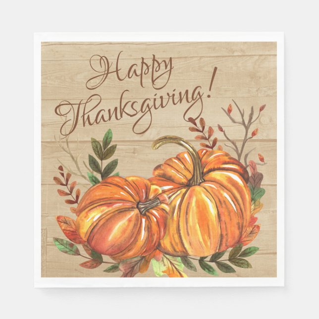 Guardanapo De Papel Rustic Thankand Pumpkins (Frente)