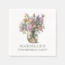 Rustic Watercolor Floral 70 Birthday