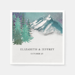 Guardanapo De Papel Rustic Watercolor Mounts Pine Casamento no inverno