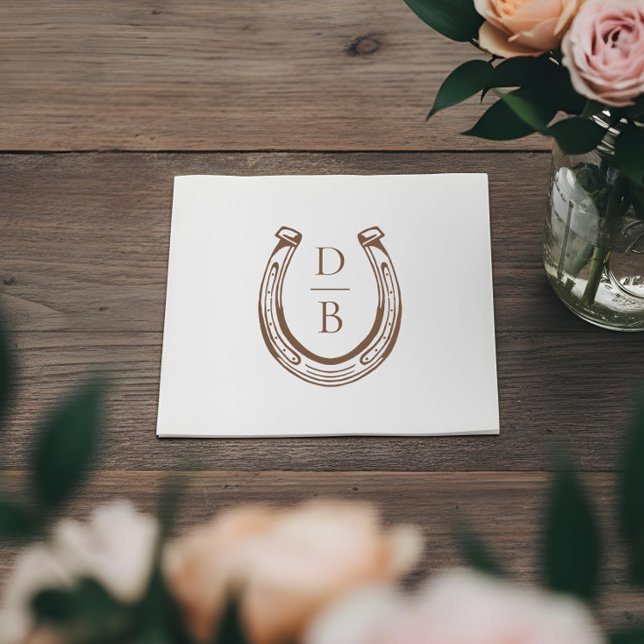 Guardanapo De Papel Rustic Western Horseshoe Custom Monogram Wedding (Rustic Western Horseshoe Custom Monogram Wedding Napkins)