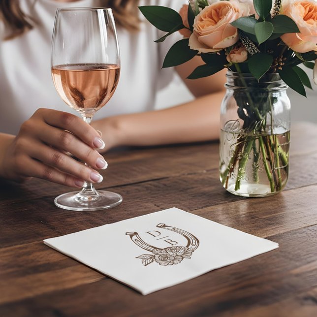 Guardanapo De Papel Rustic Western Horseshoe Custom Monogram Wedding (Rustic Western Horseshoe Custom Monogram Wedding Napkins)