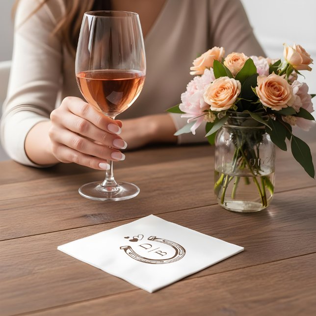 Guardanapo De Papel Rustic Western Horseshoe Custom Monogram Wedding (Rustic Western Horseshoe Custom Monogram Wedding Napkins)