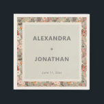 Guardanapo De Papel Rustic Wildflower Botanical Couples Shower Custom<br><div class="desc">This personalized couples shower cocktail napkin features a lush wildflower botanical border in muted sage, taupe, blush, and dusty rose framing a clean cream center with the couple's names and date in bold typography. The hand-painted floral style brings a warm, cottagecore feel that works beautifully for an outdoor, greenhouse, or...</div>