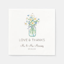 Rustic Wildflower Mason Jar Love and Obrigados