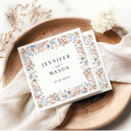 Guardanapo De Papel Rustic Wildflower Wedding Bride Groom Paper Napkin