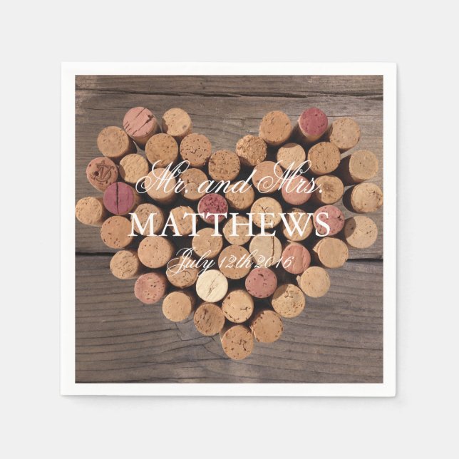 Guardanapo De Papel Rustic Wine Cork Wedktail Napkins (Frente)