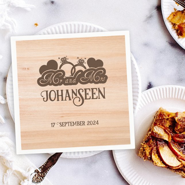 Guardanapo De Papel Rustic Wood Mr e Sra. Elegant Farmhouse Wedding (Criador carregado)