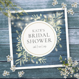 Guardanapo De Papel Rustic Wood String Luz Chá de panela Verde