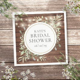 Guardanapo De Papel Rustic Wood String Luz Chá de panela Verde