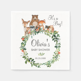 Guardanapo De Papel Rustic Woodland Animal Chá de fraldas Sprinkle Boy