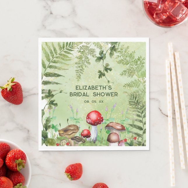 Guardanapo De Papel Rustic Woodland Greenery Mushroom Fungi Ferns (Insitu)