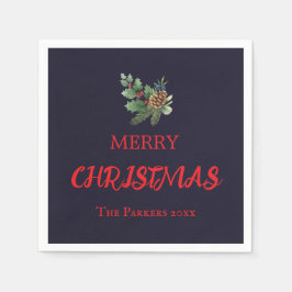 Guardanapo De Papel Rústica com bagas vermelhas e pínus