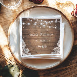 Guardanapo De Papel Rústica Wood Twinkle Luz Lace Casamento<br><div class="desc">A Rústica De Wood Luz Lança O Papel De Casamento De Casal De Napkin. (1) Para mais personalização,  clique no link "personalizar mais" e use nossa ferramenta design para modificar esse modelo. (2) Se precisar de ajuda ou itens correspondentes,  entre em contato comigo.</div>