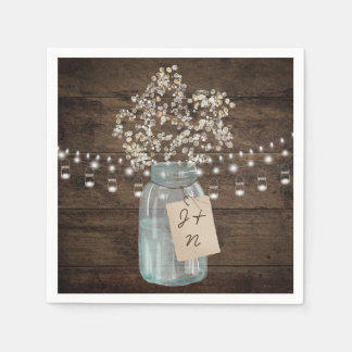 Guardanapo De Papel Rústico Barão Casado Madeira Mason Jar Bebês Respi