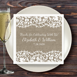 Guardanapo De Papel Rústico Casamento de Nintage, Burlap Linen Persona