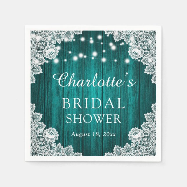 Guardanapo De Papel Rústico Chá de panela de Teal de Madeira Napkins (Frente)