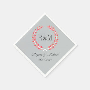Guardanapo De Papel Rústico Laurel Wreath Casamento Monograma Napkin
