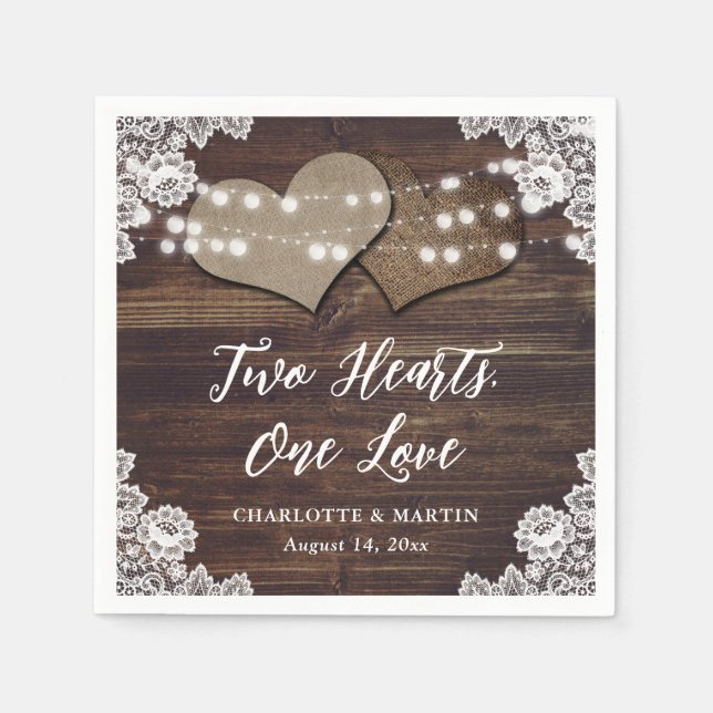 Guardanapo De Papel Rústico Quebra de Madeira e Papel Lace Napkins (Frente)