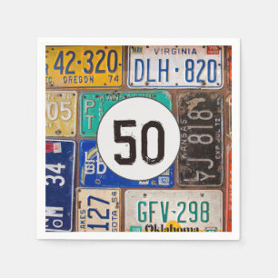 Guardanapo De Papel Rusty License Plate 50º Aniversário