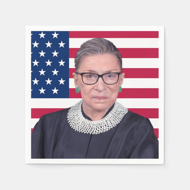 Guardanapo De Papel Ruth Bader Ginsburg com a bandeira dos EUA (Frente)