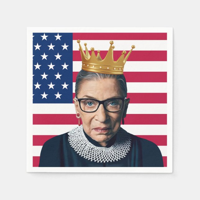 Guardanapo De Papel Ruth Bader Ginsburg Crown e USA Flag (Frente)