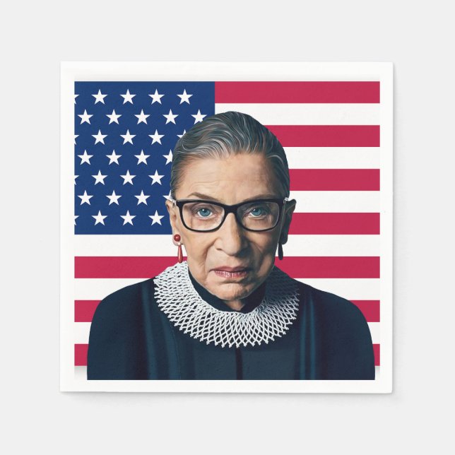 Guardanapo De Papel Ruth Bader Ginsburg e bandeira dos EUA (Frente)