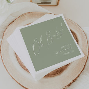 Guardanapo De Papel Sábio Whimsage Green Oh Chá de fraldas Napkins