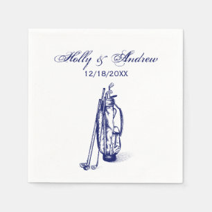 Guardanapo De Papel Saco de Golfe Clubes de Golfe Casal Casamento Azul