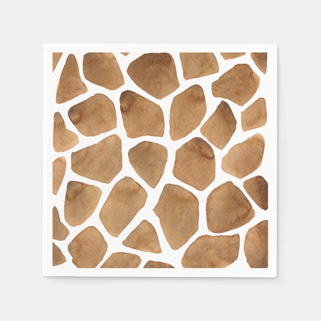 Guardanapo De Papel Safari Africano | Padrão de Girafa em Aquarela (Frente)