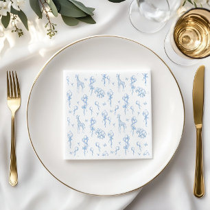Guardanapo De Papel Safari Animal Dusty Blue Toile Baby Boy Chá