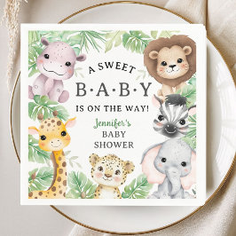 Guardanapo De Papel Safari Animals Baby Shower Gender Neutral Jungle