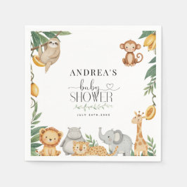 Guardanapo De Papel Safari Animals Calligraphy Baby Shower 