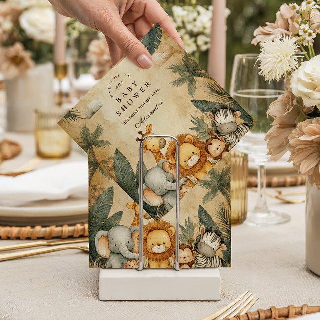 Guardanapo De Papel Safari Forest Creatures Baby Shower (Criador carregado)