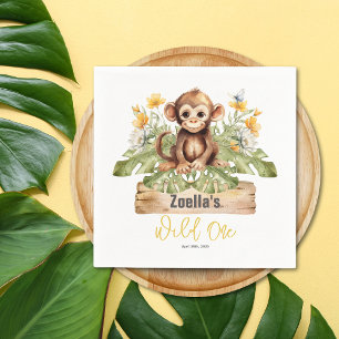 Guardanapo De Papel Safari Jungle Monkey Watercolor Aniversário Tropic