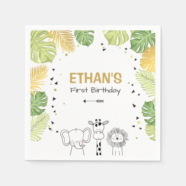 Guardanapo De Papel Safari Paper Napkins Zoo Selva Selvagem Menino (Frente)