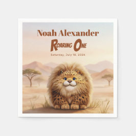 Guardanapo De Papel Safari Roaring One Fluffy Leopard Birthday Party