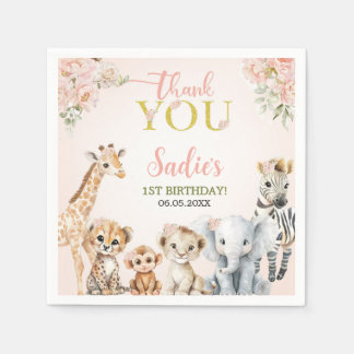 Guardanapo De Papel Safari Sweet Girl Floral Birthday 